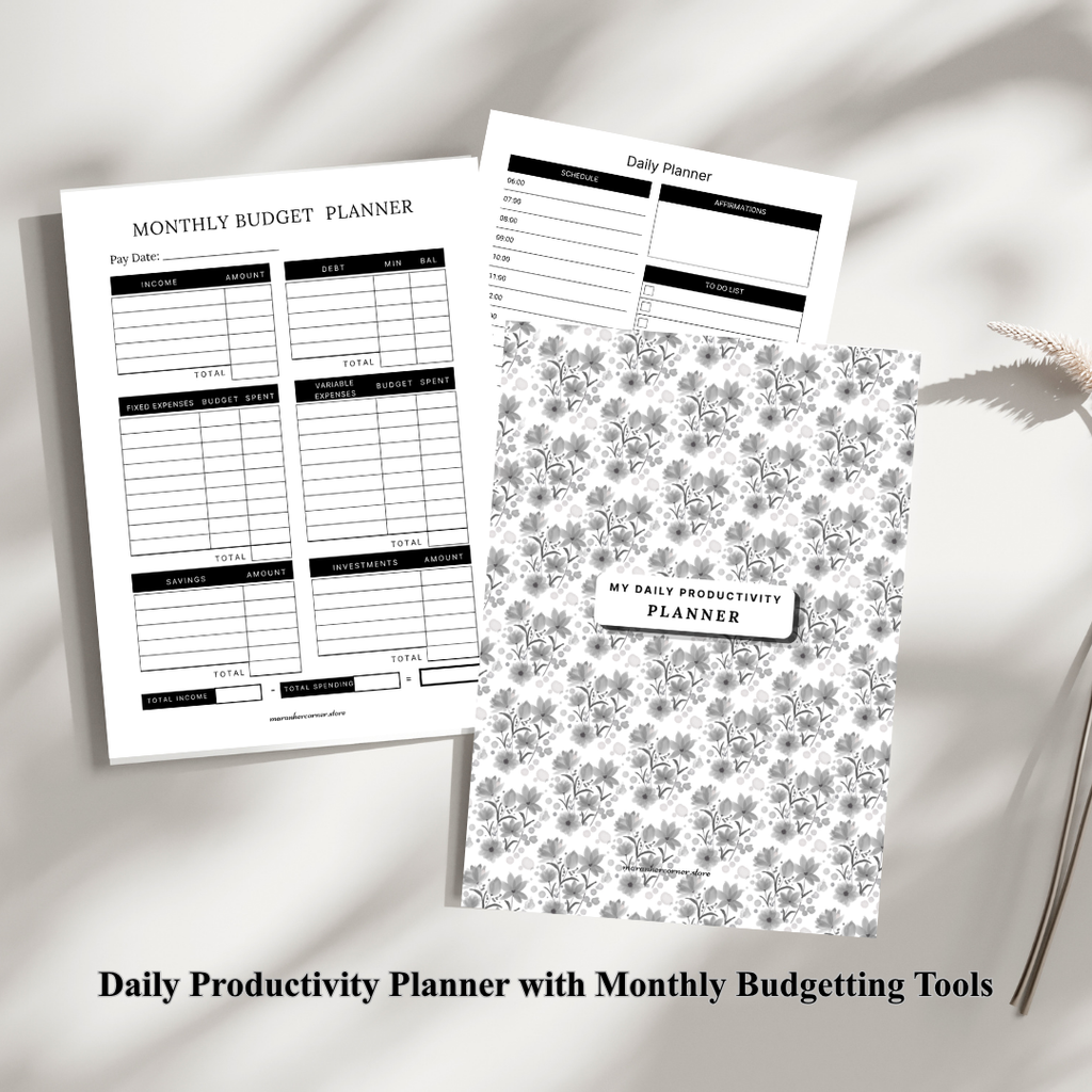 Daily Productivity Planner with a Monthly Budget Planning Sheet