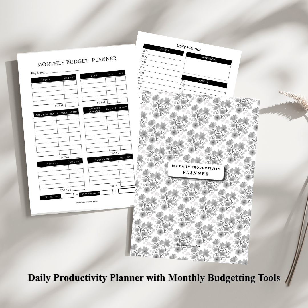 Daily Productivity Planner with a Monthly Budget Planning Sheet