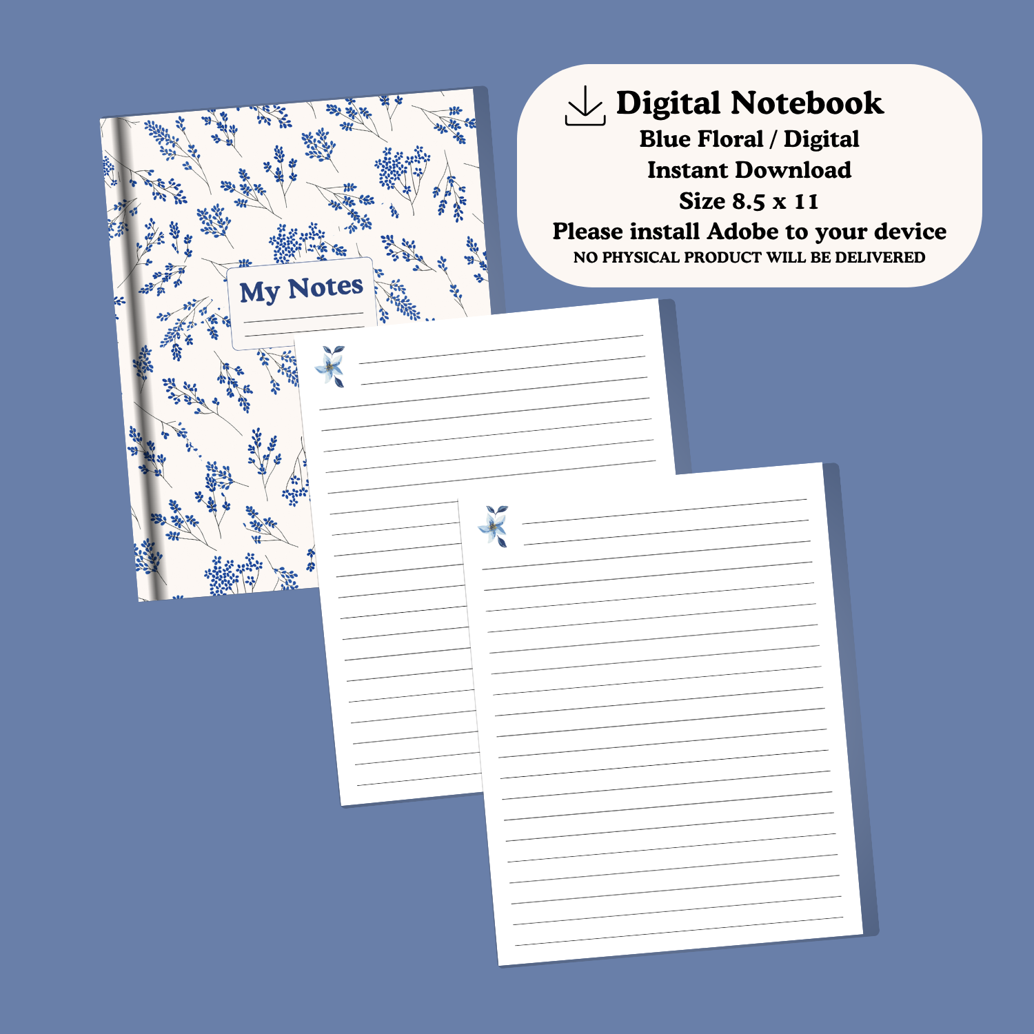 Digital Notebook - Blue Floral